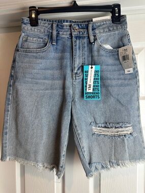 YMI High Rise Boyfriend Destroyed Distressed Juniors 3/26 Blue Denim Shorts